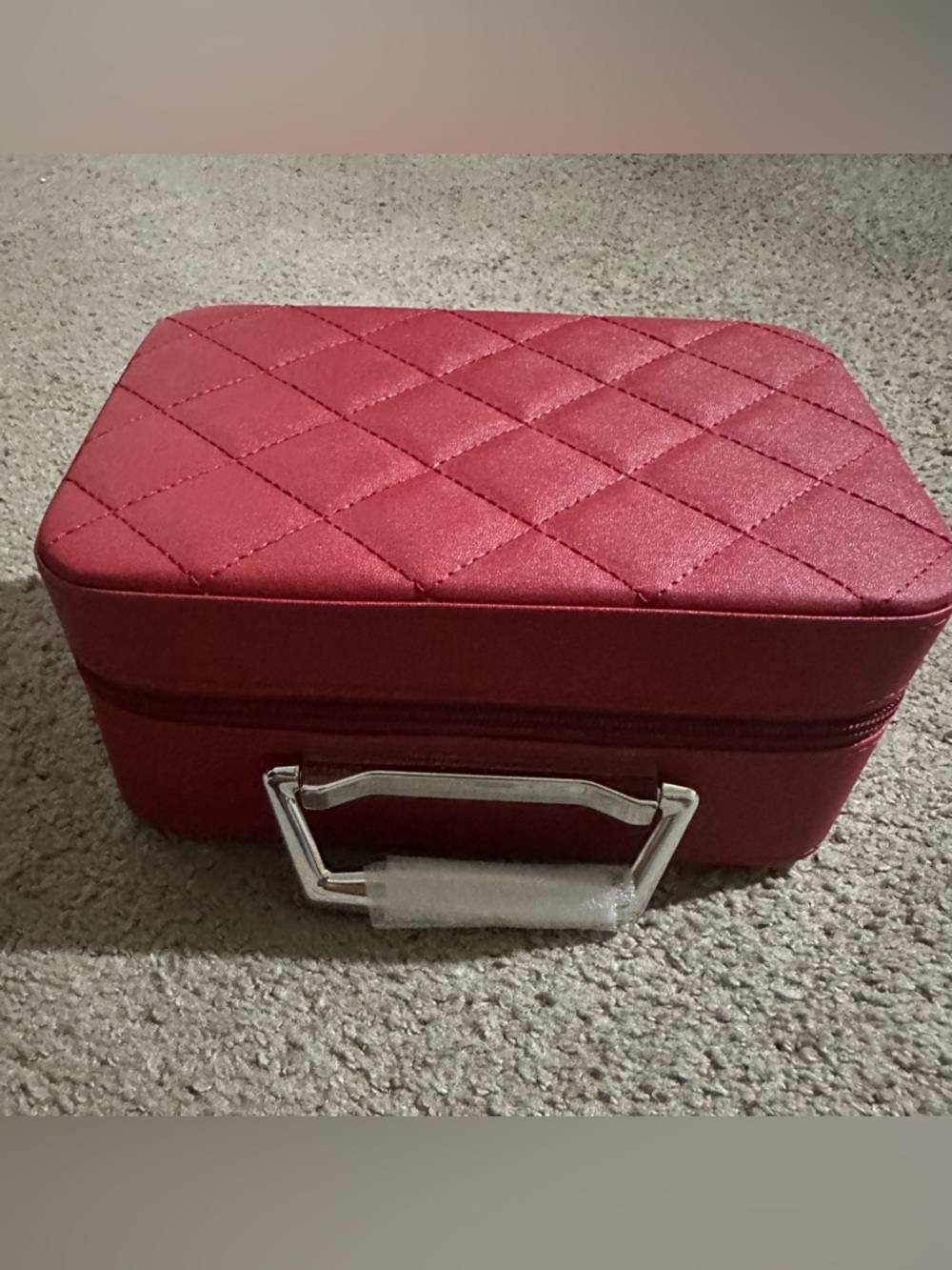 New Quilted Red Jewelry/Makeup Case